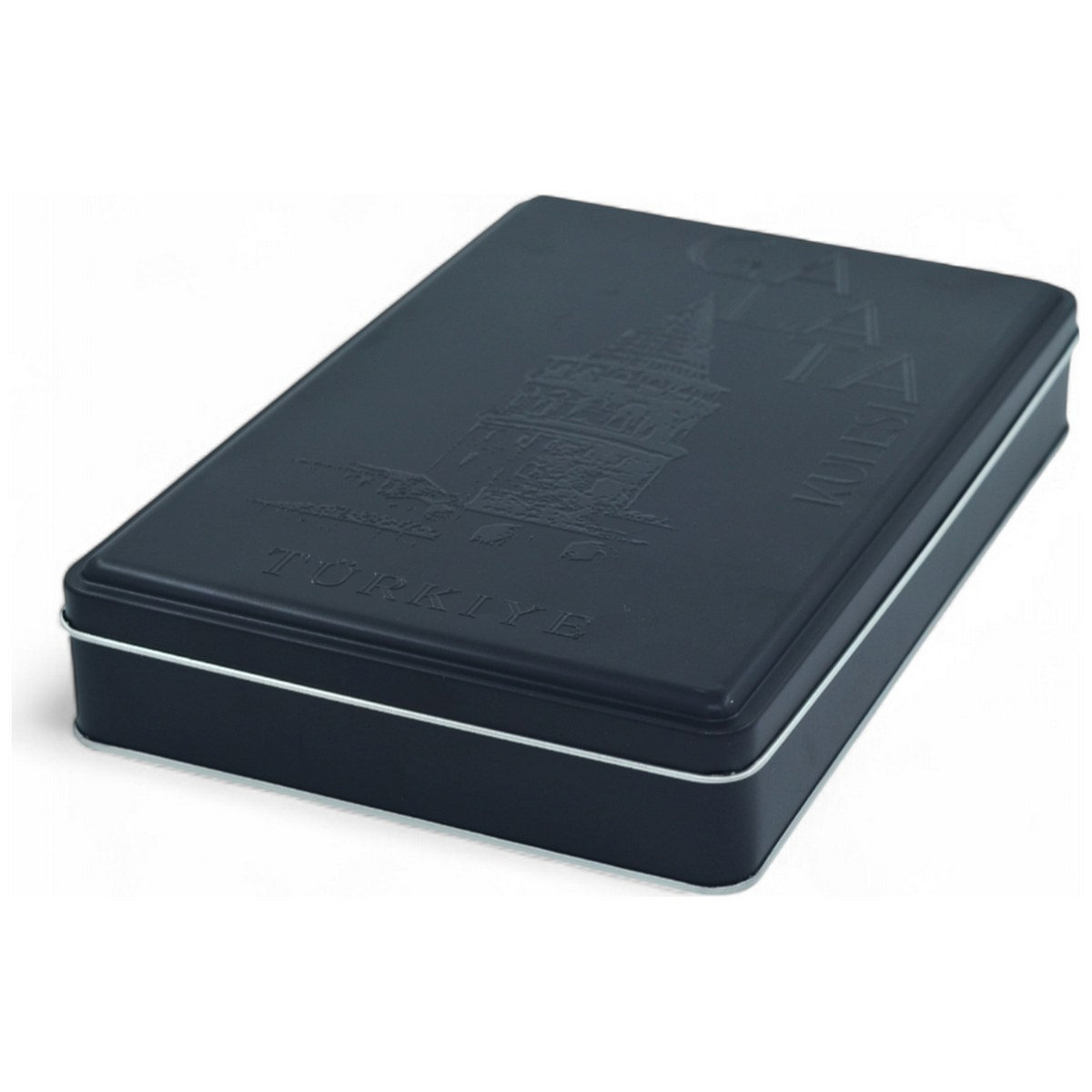 Özel Baskılı 170x260x40 mm Mat Siyah Dikdörtgen Teneke Kutu — UV Baskı Kutular — görsel 3 / 5 — Tinbox