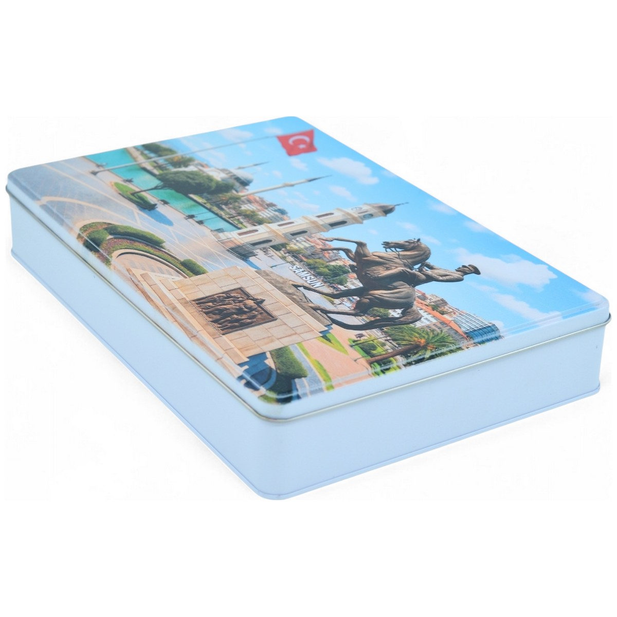 Custom Printed 200x300x46 mm Matte White Rectangular Tin Box — Digital Printed Boxes — view 4 of 5 — Tinbox