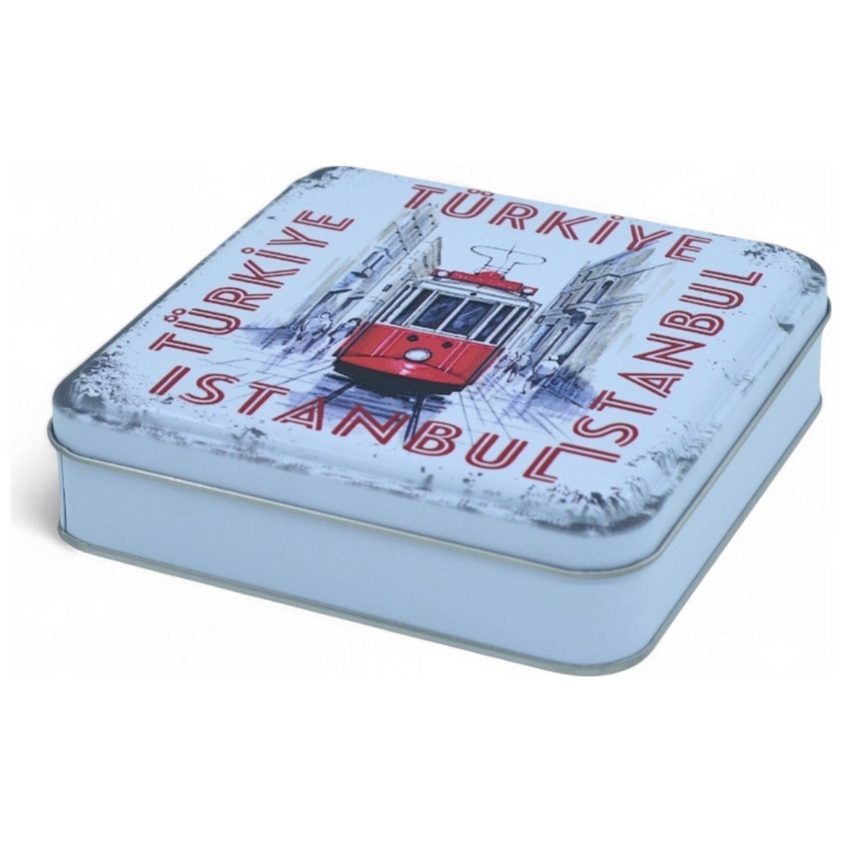 Özel Baskılı 120x120x40 mm Mat Beyaz Kare Teneke Kutu — UV Baskı Kutular — görsel 4 / 5 — Tinbox