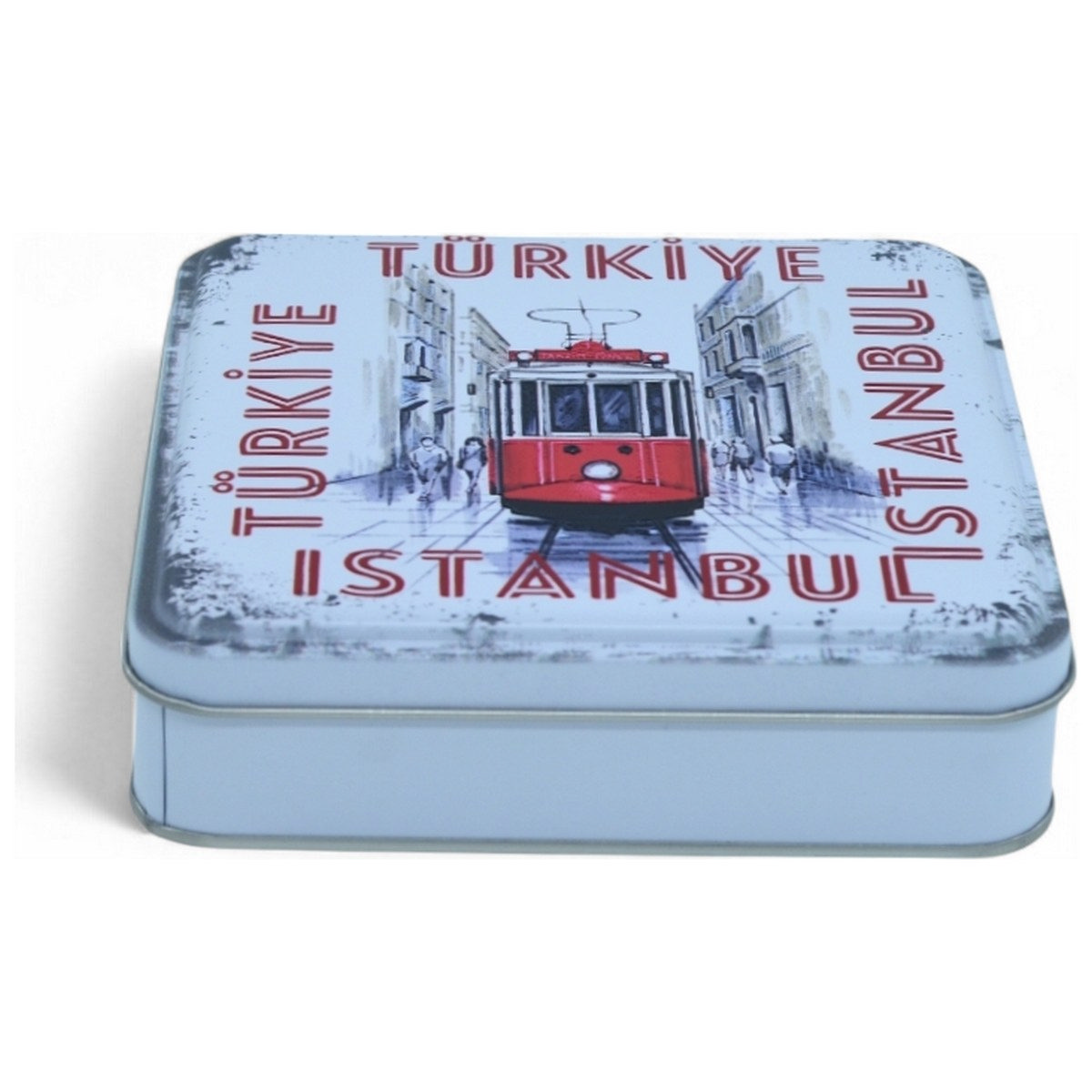 Özel Baskılı 120x120x40 mm Mat Beyaz Kare Teneke Kutu — UV Baskı Kutular — görsel 5 / 5 — Tinbox