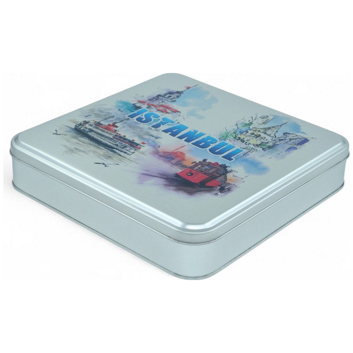 Custom Printed 120x120x40 mm Matte Silver Square Tin Box — Digital Printed Boxes — view 3 of 5 — Tinbox