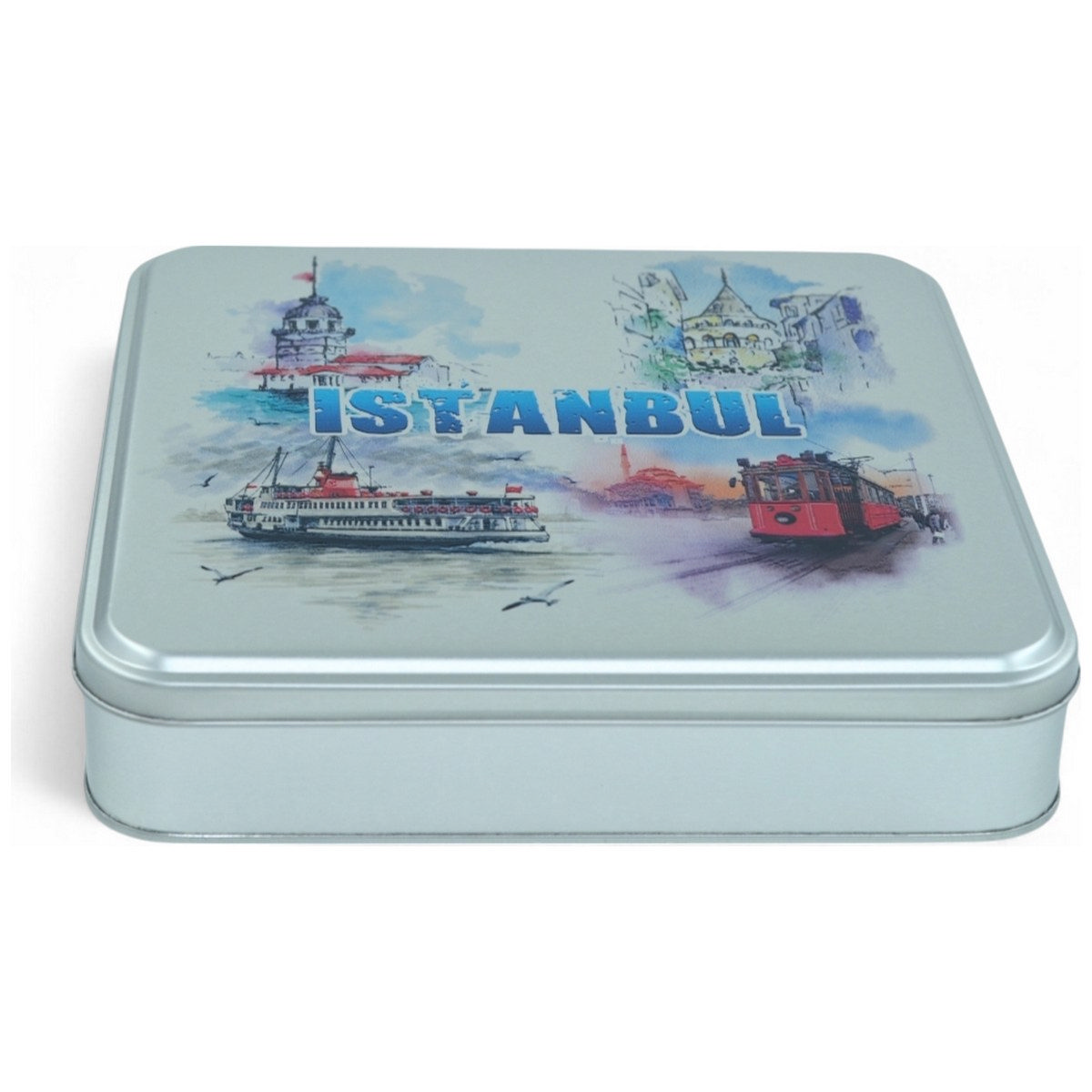 Custom Printed 120x120x40 mm Matte Silver Square Tin Box — Digital Printed Boxes — view 4 of 5 — Tinbox