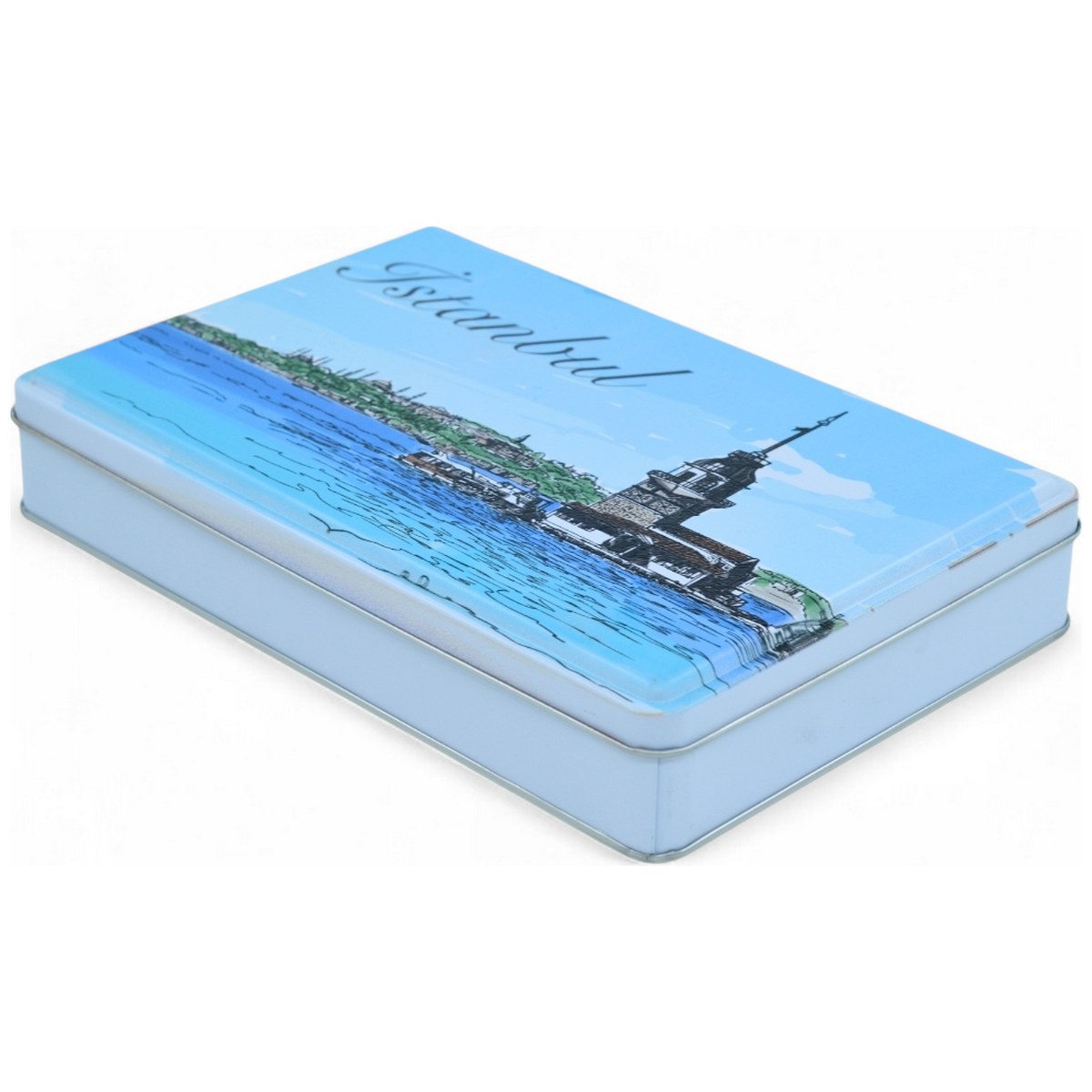 Özel Baskılı 140x240x45 mm Mat Beyaz Dikdörtgen Teneke Kutu — UV Baskı Kutular — görsel 2 / 5 — Tinbox