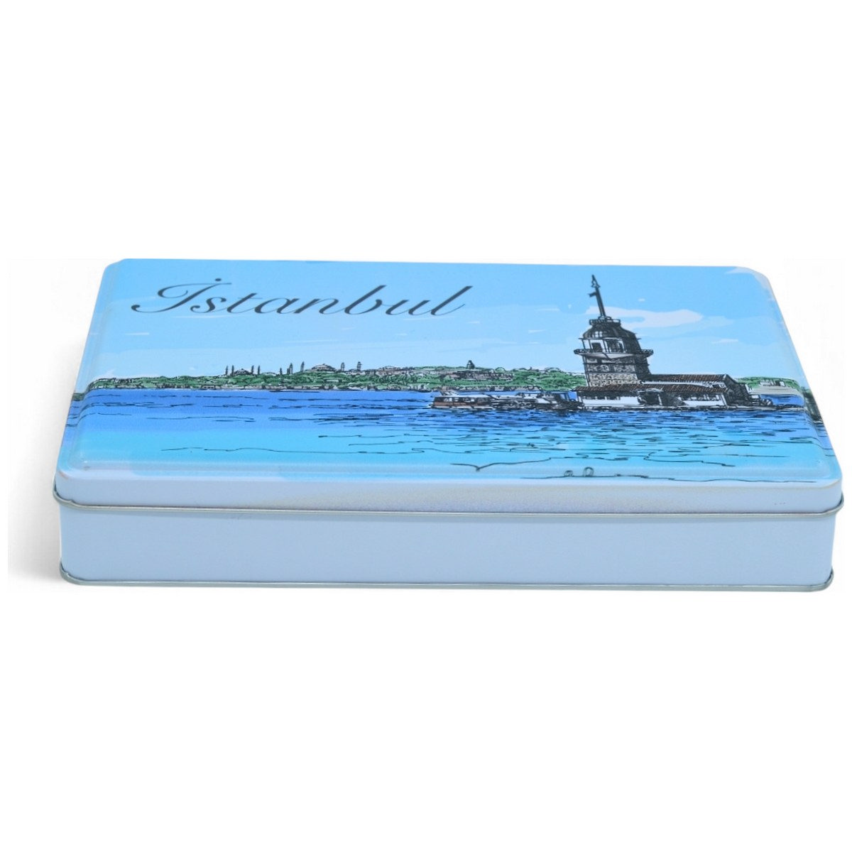 Özel Baskılı 140x240x45 mm Mat Beyaz Dikdörtgen Teneke Kutu — UV Baskı Kutular — görsel 3 / 5 — Tinbox