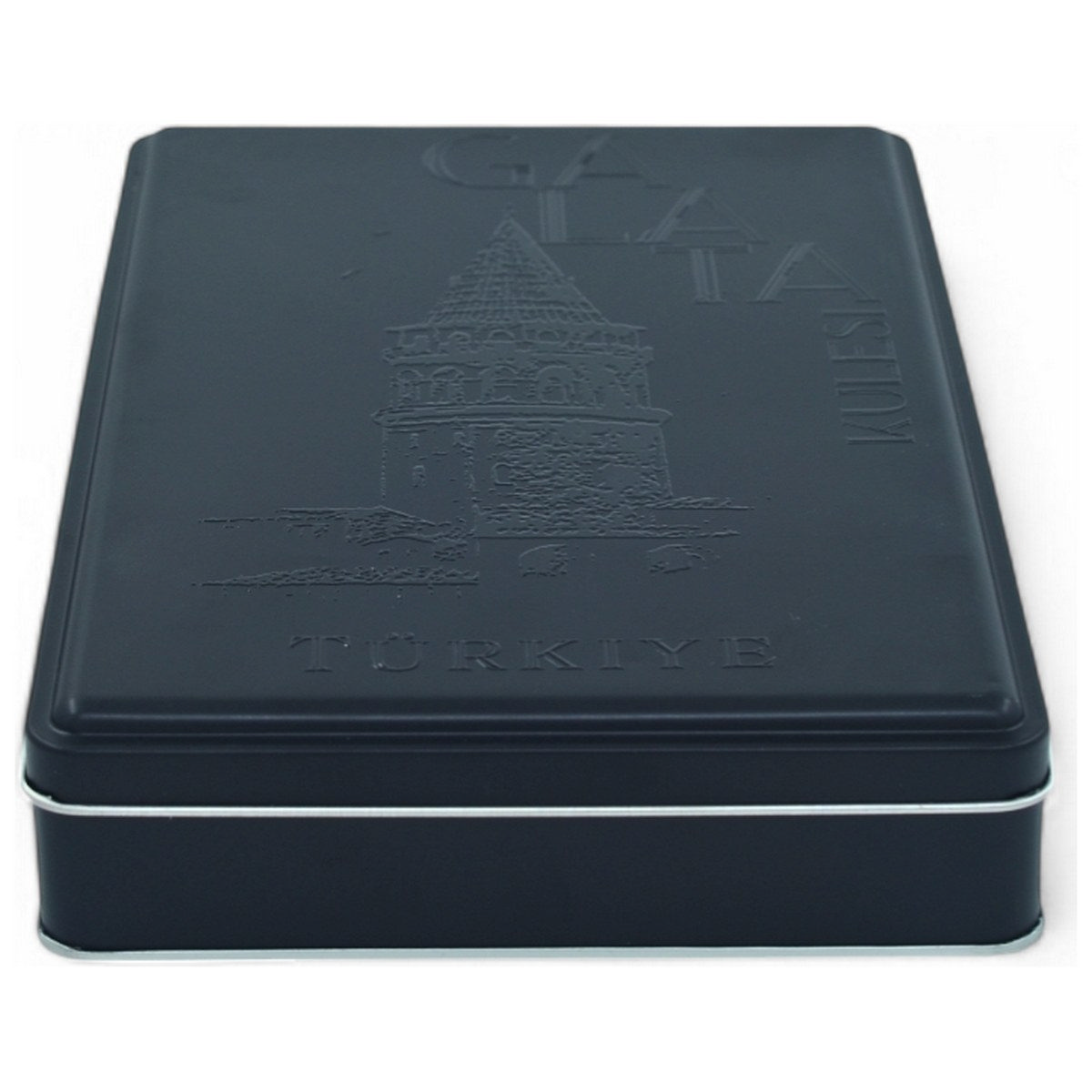 Özel Baskılı 140x240x45 mm Mat Siyah Dikdörtgen Teneke Kutu — UV Baskı Kutular — görsel 2 / 5 — Tinbox