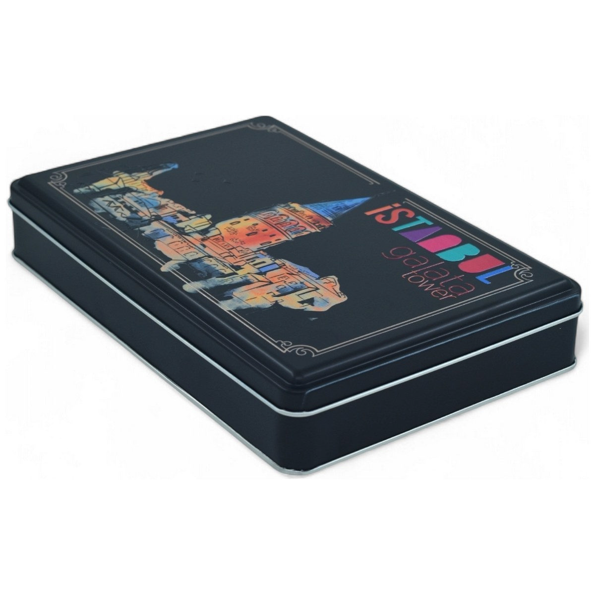 Özel Baskılı 140x240x45 mm Mat Siyah Dikdörtgen Teneke Kutu — UV Baskı Kutular — görsel 3 / 5 — Tinbox