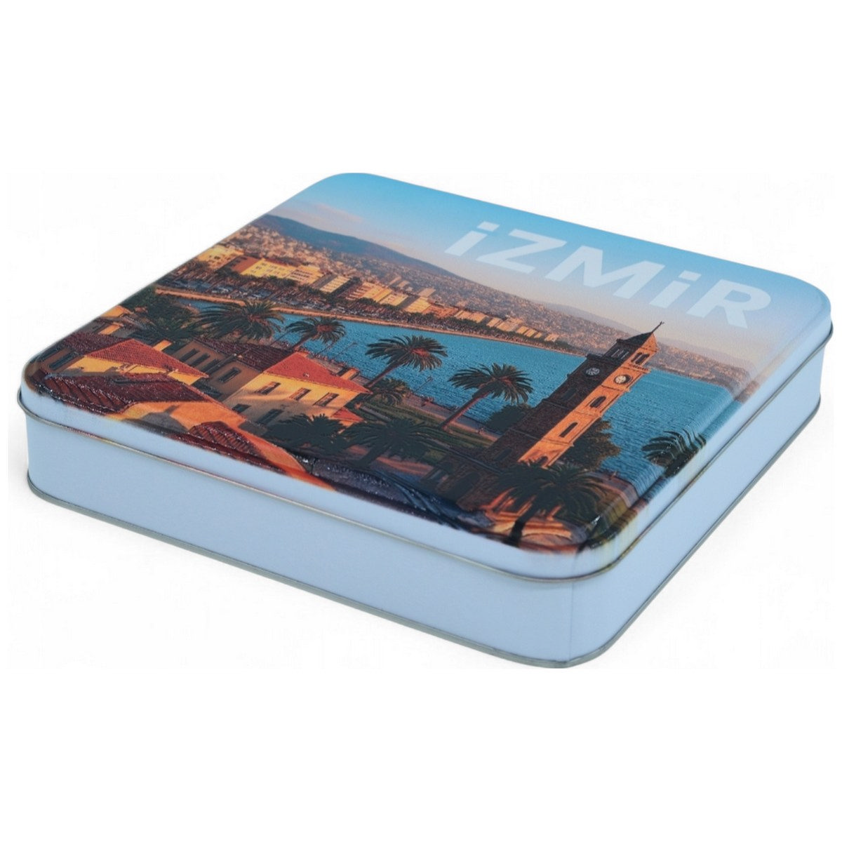 Özel Baskılı 158x158x40 mm Mat Beyaz Kare Teneke Kutu — UV Baskı Kutular — görsel 2 / 5 — Tinbox