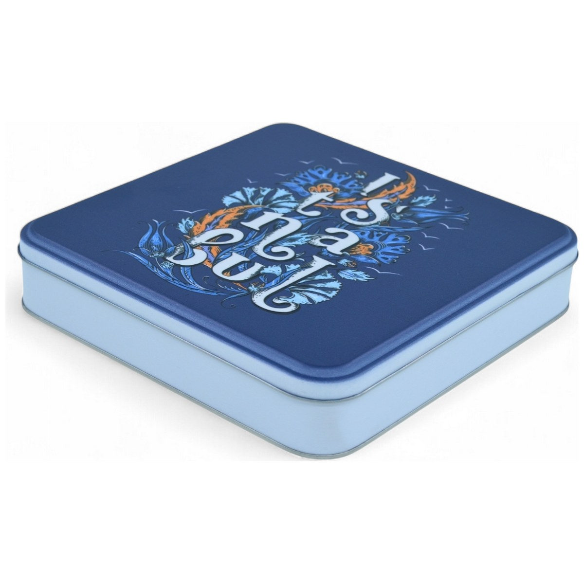 Özel Baskılı 158x158x40 mm Mat Beyaz Kare Teneke Kutu — UV Baskı Kutular — görsel 4 / 5 — Tinbox