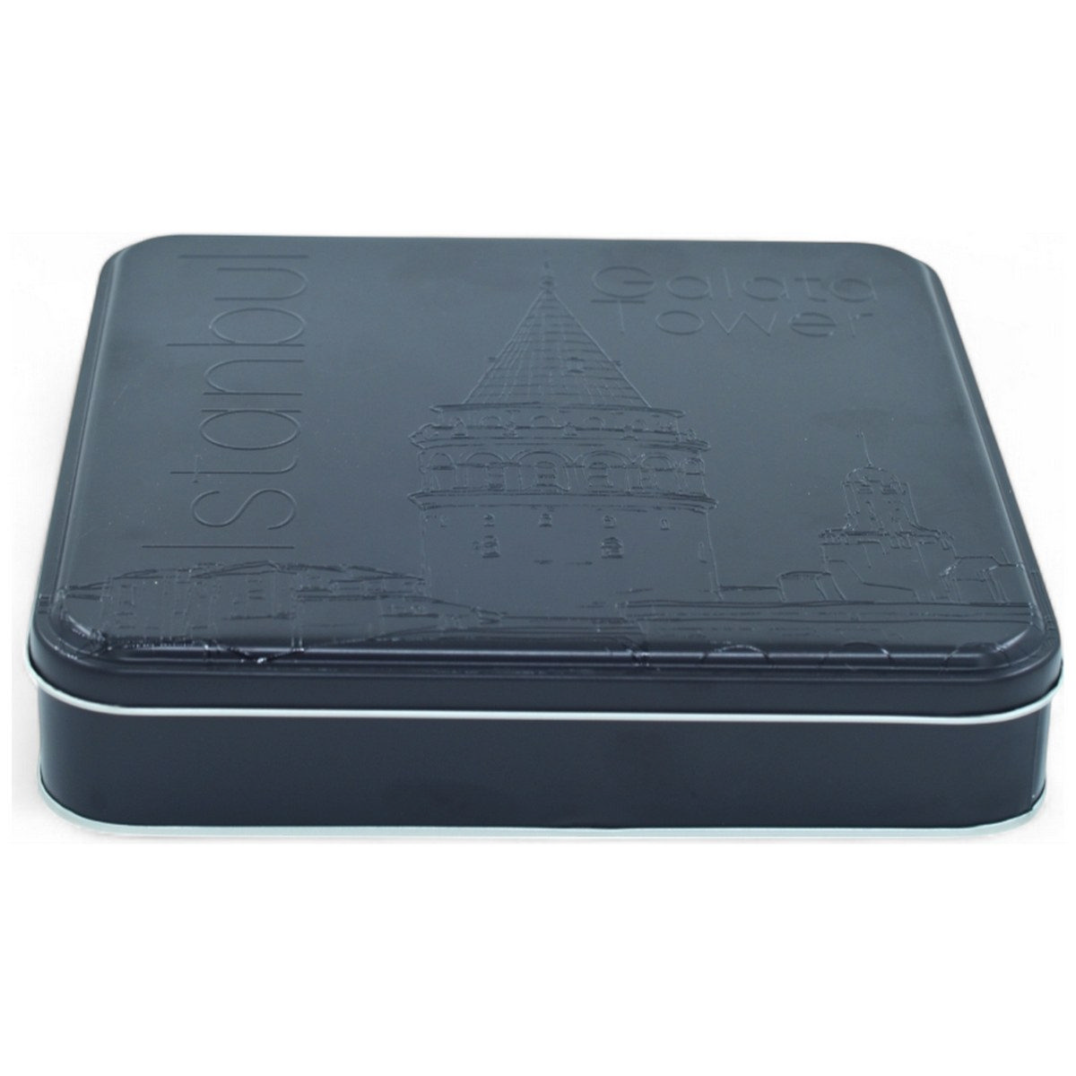 Özel Baskılı 158x158x40 mm Mat Siyah Kare Teneke Kutu — UV Baskı Kutular — görsel 2 / 5 — Tinbox