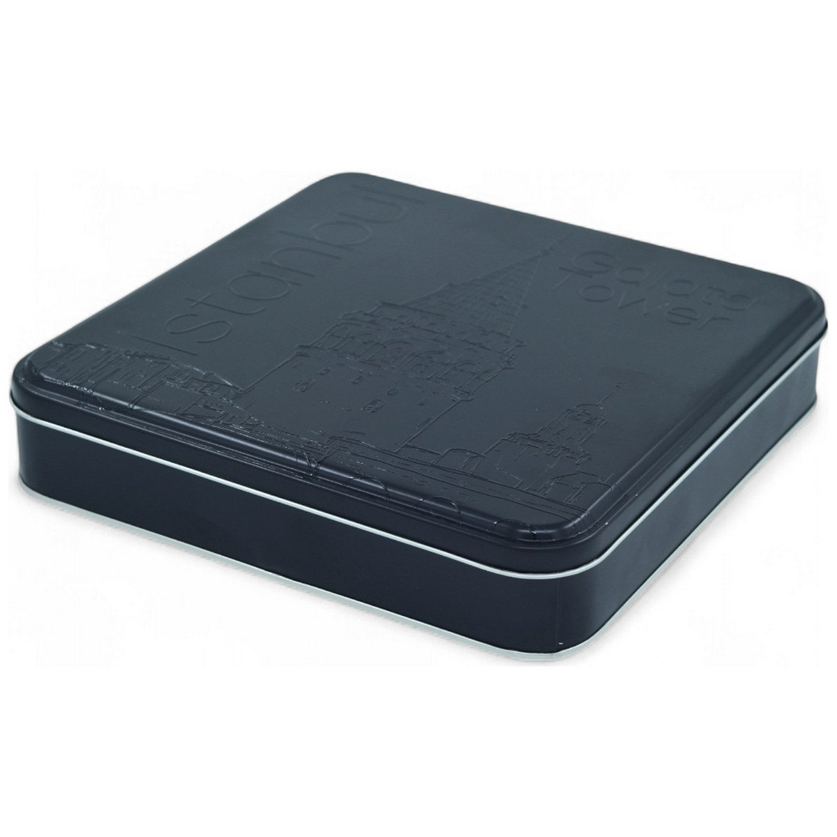 Özel Baskılı 158x158x40 mm Mat Siyah Kare Teneke Kutu — UV Baskı Kutular — görsel 3 / 5 — Tinbox