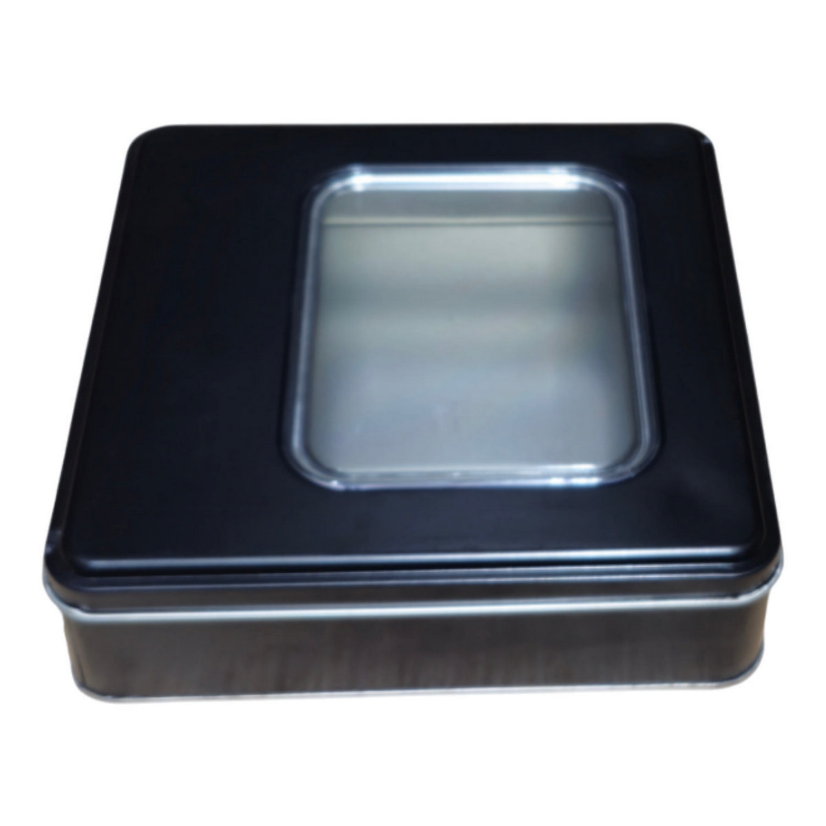 Custom Printed 160x160x40 mm Silver Square Tin Box with Window — Digital Printed Boxes — view 4 of 5 — Tinbox