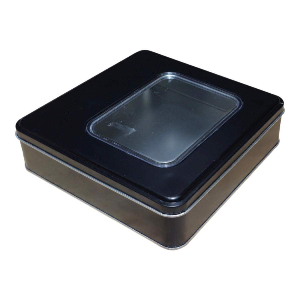 Custom Printed 160x160x40 mm Silver Square Tin Box with Window — Digital Printed Boxes — view 5 of 5 — Tinbox