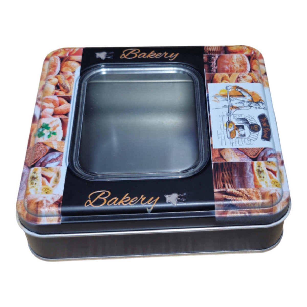 Özel Baskılı 198x198x45 mm Kare Pencereli Teneke Kutu — UV Baskı Kutular — görsel 2 / 5 — Tinbox