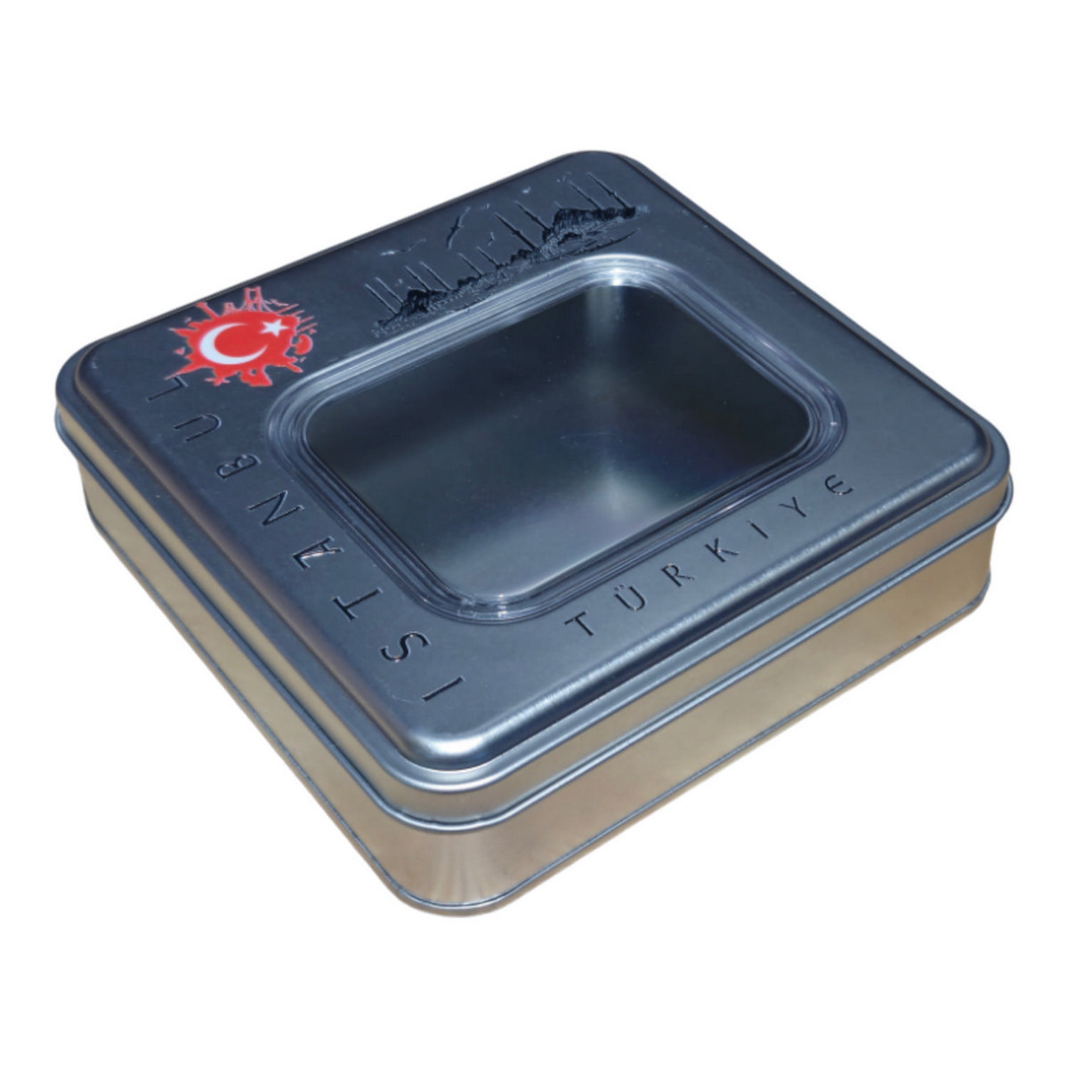 Özel Baskılı 198x198x45 mm Kare Pencereli Teneke Kutu — UV Baskı Kutular — görsel 4 / 5 — Tinbox
