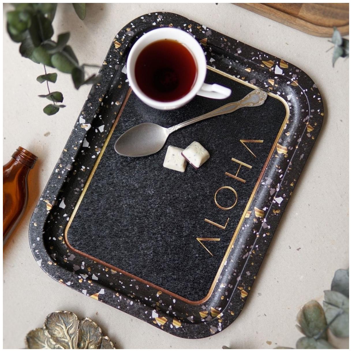 233 x 307 mm Rectangular Metal Tray Terrazzo Black — Trays — view 3 of 3 — Tinbox
