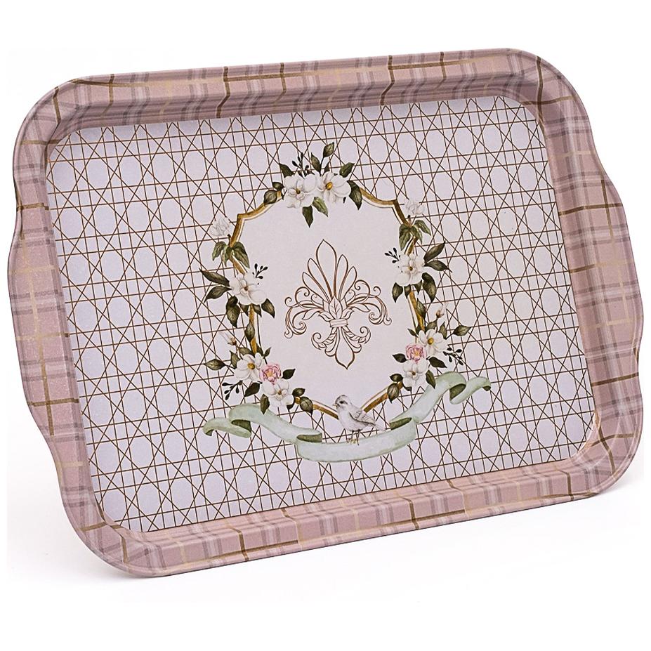 215x316 mm Rectangular Metal Tray Handle Rosy — Trays — Tinbox