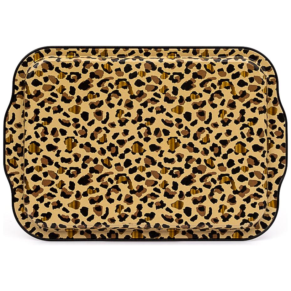 215x316 mm Dikdörtgen Metal Tepsi Kulpu, Altın Leopar Desenli — Tepsiler — görsel 2 / 4 — Tinbox