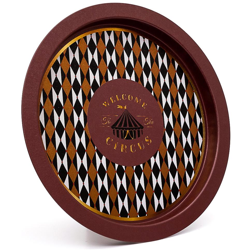 Ø370 mm Yuvarlak Metal Tepsi, Vintage Sirk Zarafeti — Tepsiler — Tinbox