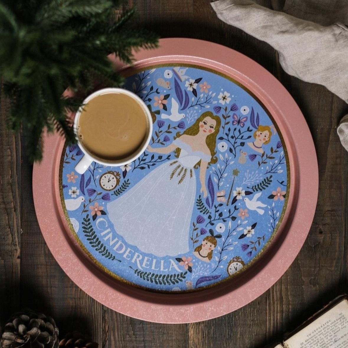Ø370 mm Round Metal Tray Cinderella Themed — Trays — view 3 of 3 — Tinbox