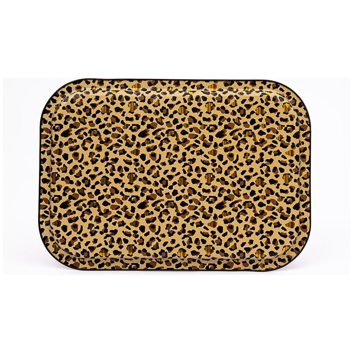 285x400 mm Dikdörtgen Metal Tepsi, Altın Leopar Desenli — Tepsiler — görsel 3 / 4 — Tinbox