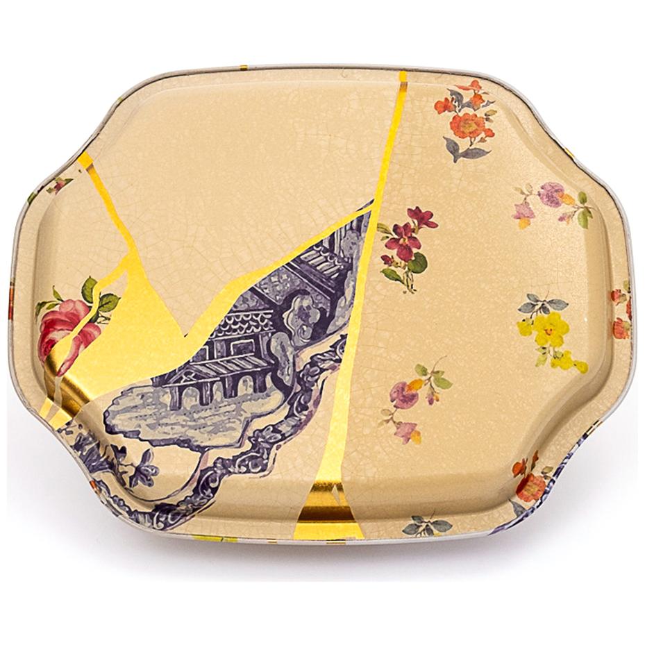 Kavisli dalgalı kenarlı tepsi 160x190 mm Kintsugi Altın damarlı çiçek — Tepsiler — görsel 2 / 4 — Tinbox