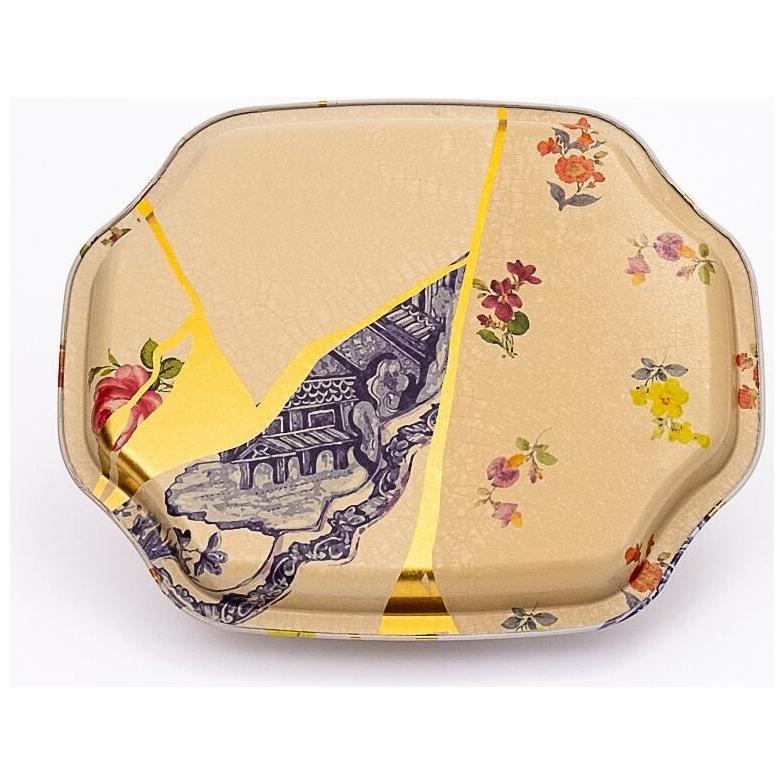 Kavisli dalgalı kenarlı tepsi 160x190 mm Kintsugi Altın damarlı çiçek — Tepsiler — görsel 3 / 4 — Tinbox