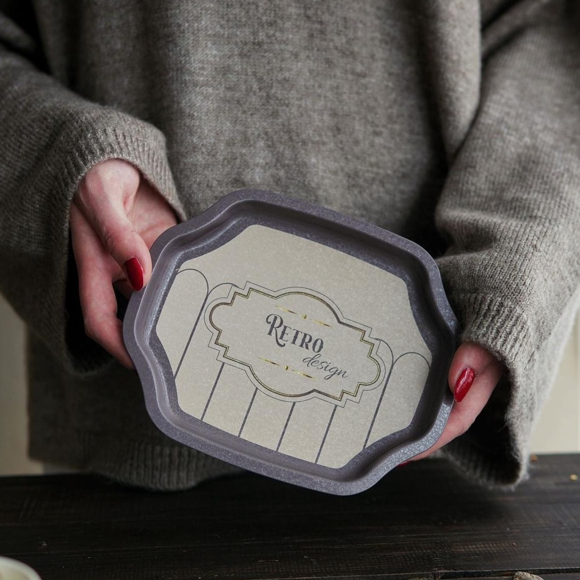 Curved wavy edge Tray 160x190 mm Retro — Trays — view 4 of 4 — Tinbox