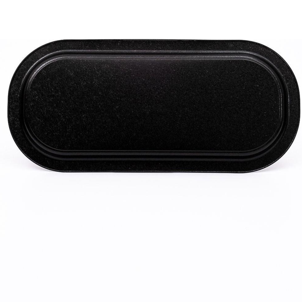 160x350 mm Dikdörtgen Metal Tepsi, Vintage Kafe Esintili Keten Dokulu Tasarım — Tepsiler — görsel 3 / 4 — Tinbox