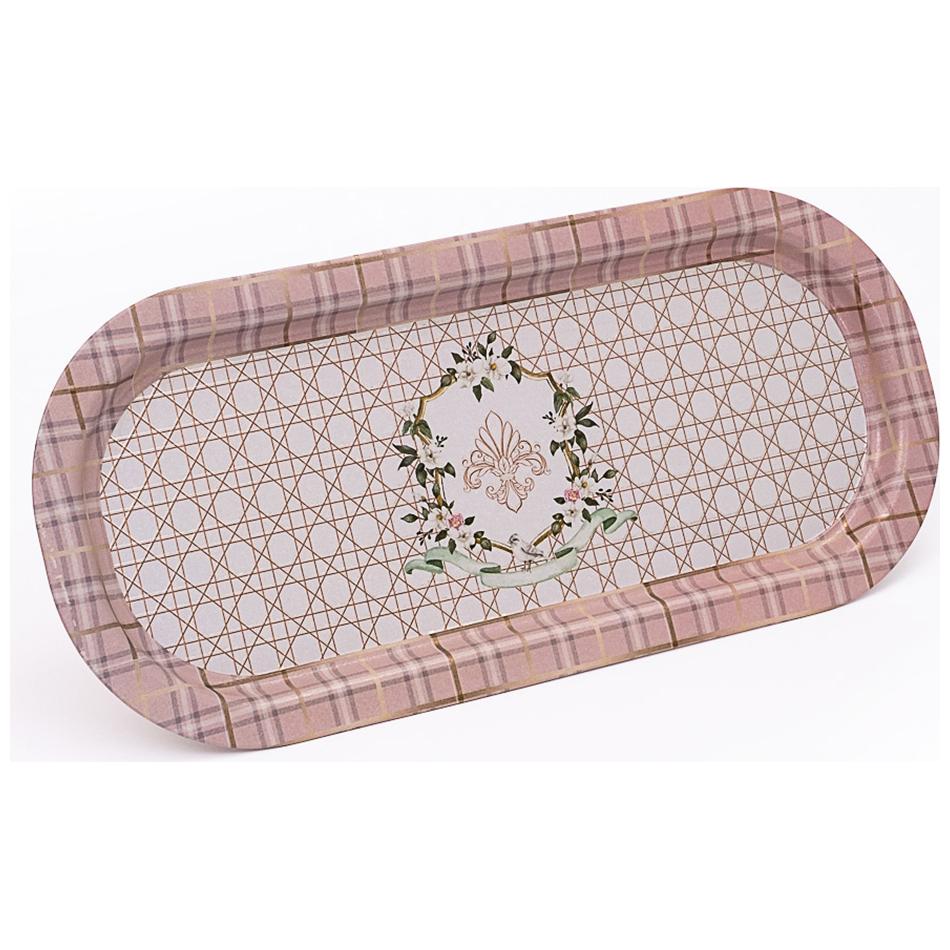 160x350 mm Dikdörtgen Metal Tepsi Rosy — Tepsiler — görsel 1 / 4 — Tinbox