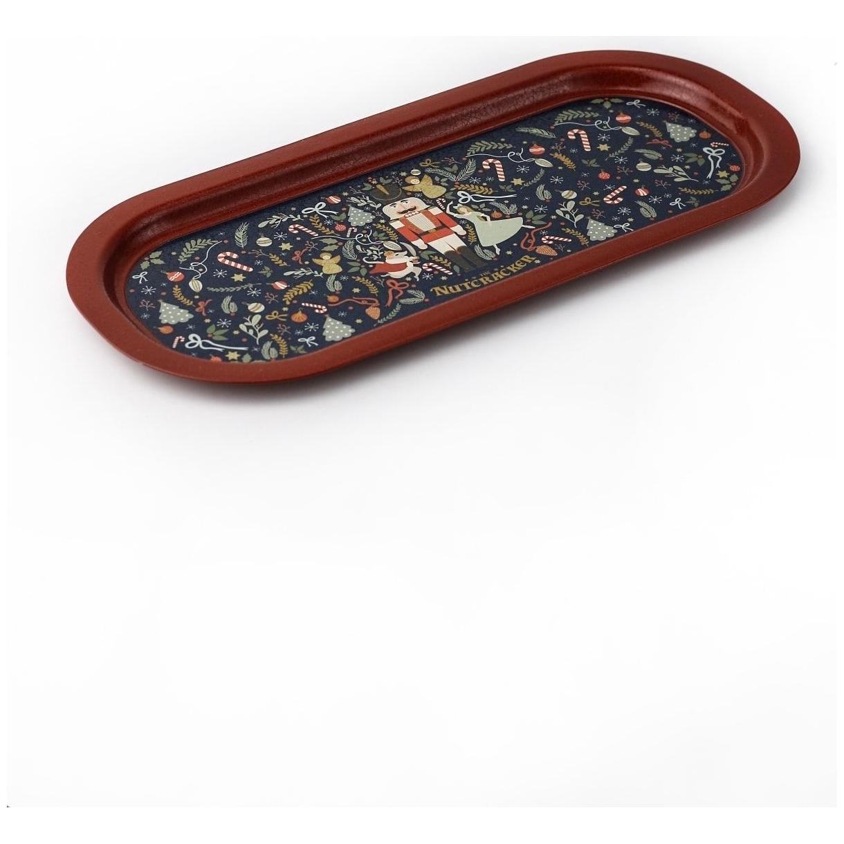 160x350 mm Dikdörtgen Metal Tepsi Fındıkkıran, şenlikli ve neşeli Clara ve tatil süslemeleri — Tepsiler — Tinbox