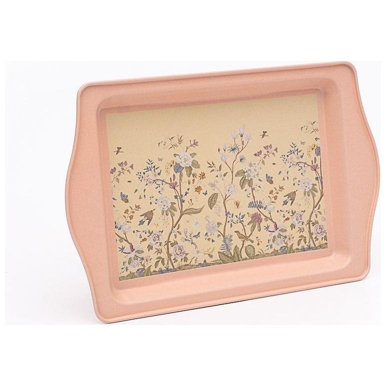 160 x 250 mm Dikdörtgen Metal Tepsi, Saplı, Çiçek Desenli, Pastel Pembe — Tepsiler — görsel 3 / 5 — Tinbox