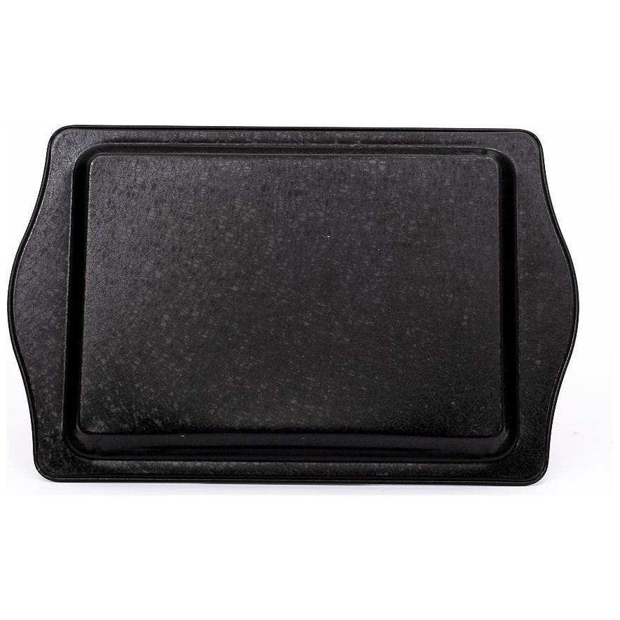160 x 250 mm Dikdörtgen Metal Tepsi Kulpu, Vintage Kafe Esintili Keten Dokulu Tasarım — Tepsiler — görsel 3 / 4 — Tinbox