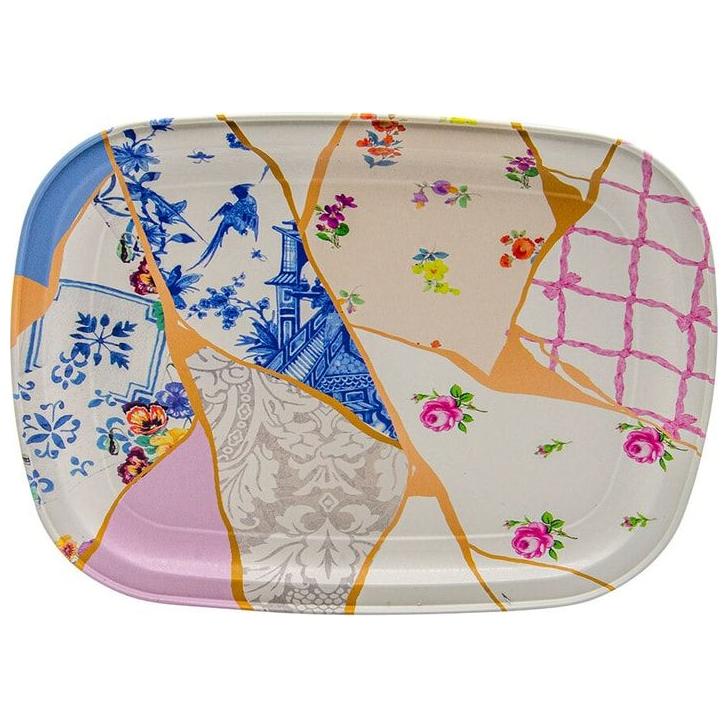 235 x 305 mm Metal Dikdörtgen Tepsi Kintsugi Altın Damarlı Çiçek Desenli — Tepsiler — görsel 2 / 3 — Tinbox