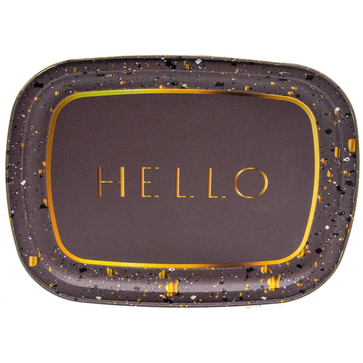 235 x 305 mm Metal Dikdörtgen Tepsi, Terrazzo Kahverengi — Tepsiler — Tinbox