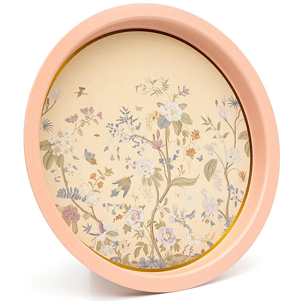 Ø315 mm Yuvarlak Metal Tepsi, Çiçek Desenli, Pastel Pembe — Tepsiler — görsel 1 / 4 — Tinbox