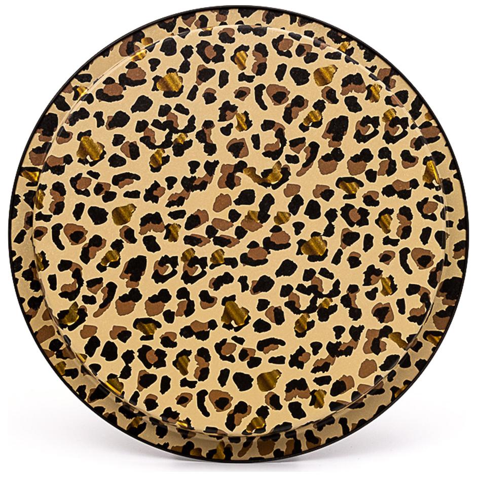 Ø315 mm Yuvarlak Metal Tepsi Altın Leopar Desenli — Tepsiler — görsel 2 / 4 — Tinbox