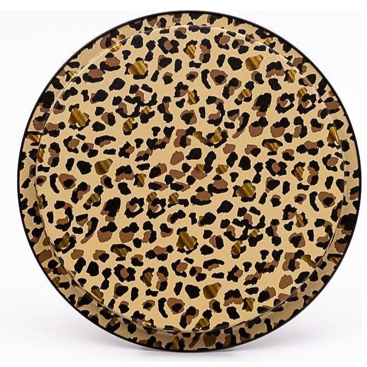 Ø315 mm Yuvarlak Metal Tepsi Altın Leopar Desenli — Tepsiler — görsel 3 / 4 — Tinbox