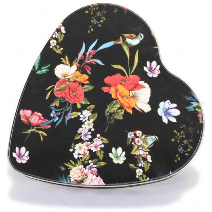 236x236x60 mm Heart Shape Metal Box 1.9L Metal Lid Heart Flower Black — Custom Tin Boxes — view 2 of 4 — Tinbox