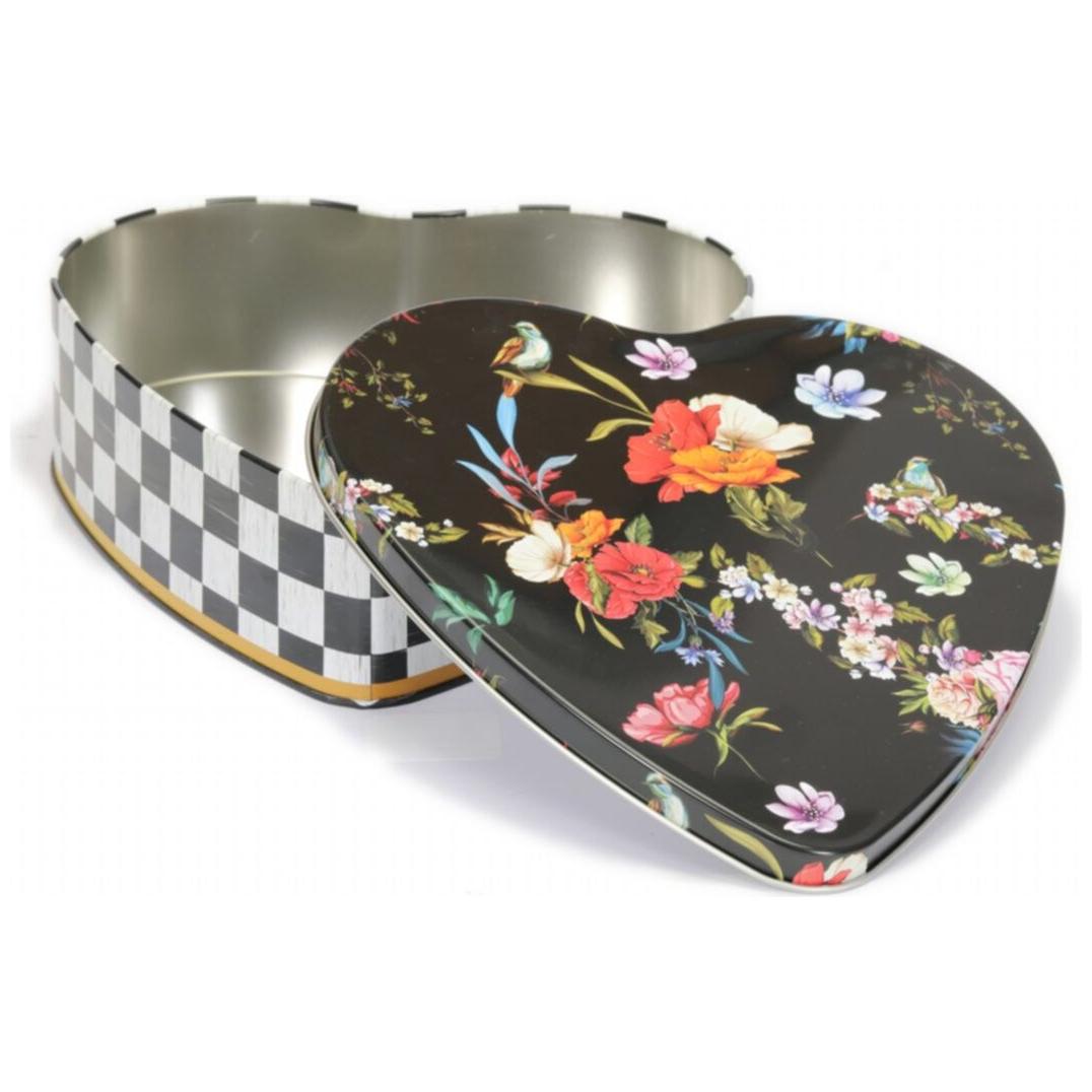 236x236x60 mm Heart Shape Metal Box 1.9L Metal Lid Heart Flower Black — Custom Tin Boxes — view 4 of 4 — Tinbox