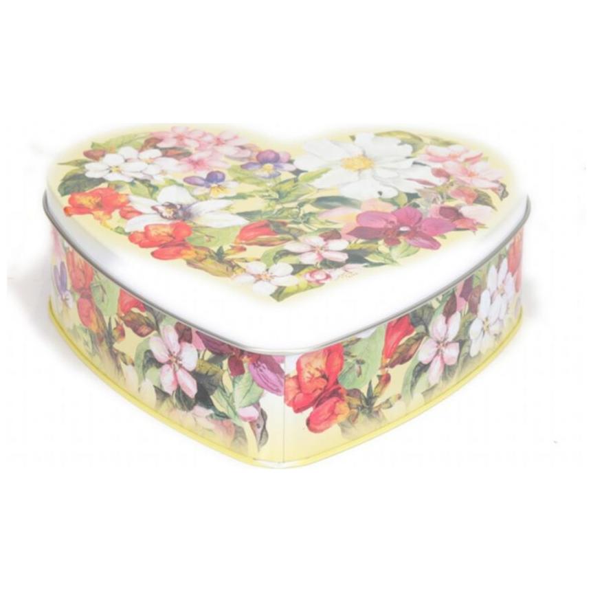 236x236x60 mm Kalp Şeklinde Metal Kutu 1.9L Metal Kapak Kalp Çiçek Beyaz — Özel Tasarım Kutular — görsel 1 / 4 — Tinbox