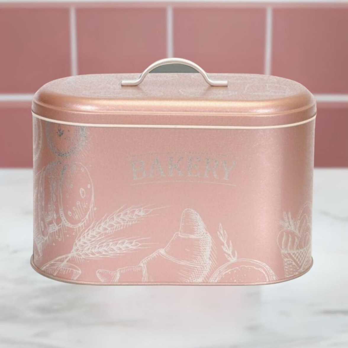 178 x 338 x 200 mm Metal Ekmek Kutusu Metal Saplı 9.8L Fırın Gül Altın Rengi — Ekmeklik — görsel 2 / 6 — Tinbox