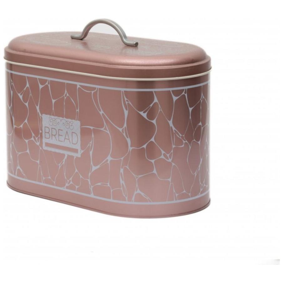 178 x 338 x 200 mm Metal Ekmek Kutusu, Metal Sap, 9.8L, Beyaz Desen, Gül Altın Arka Plan — Ekmeklik — görsel 2 / 4 — Tinbox