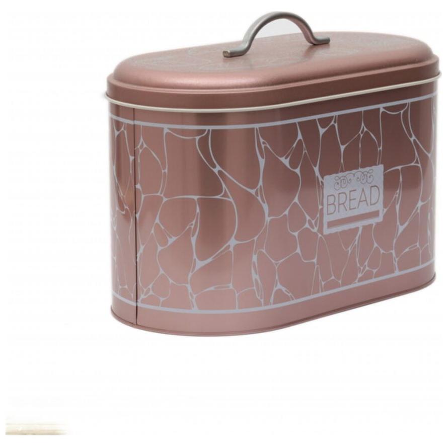 178 x 338 x 200 mm Metal Ekmek Kutusu, Metal Sap, 9.8L, Beyaz Desen, Gül Altın Arka Plan — Ekmeklik — görsel 3 / 4 — Tinbox