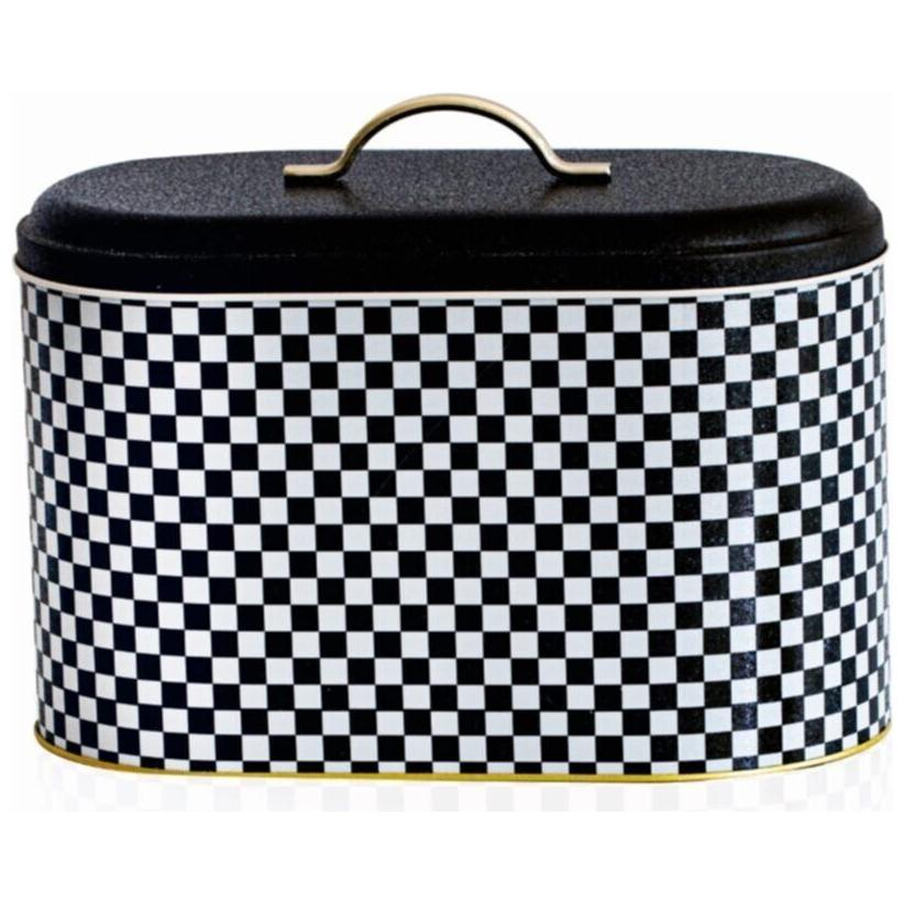 178 x 338 x 200 mm Metal Bread Box Metal Handle 9.8L Checkerboard — Bread Boxes — Tinbox