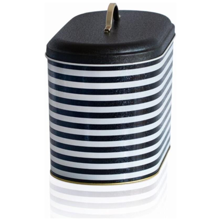 178 x 338 x 200 mm Metal Ekmek Kutusu, Metal Sap, 9.8L, Siyah Beyaz Çizgili Desen — Ekmeklik — görsel 3 / 4 — Tinbox