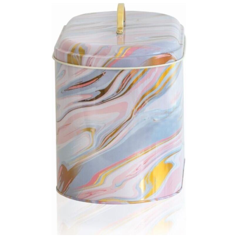 178 x 338 x 200 mm Metal Bread Box Metal Handle 9.8L Pink and Gold Marble Texture — Bread Boxes — view 2 of 4 — Tinbox
