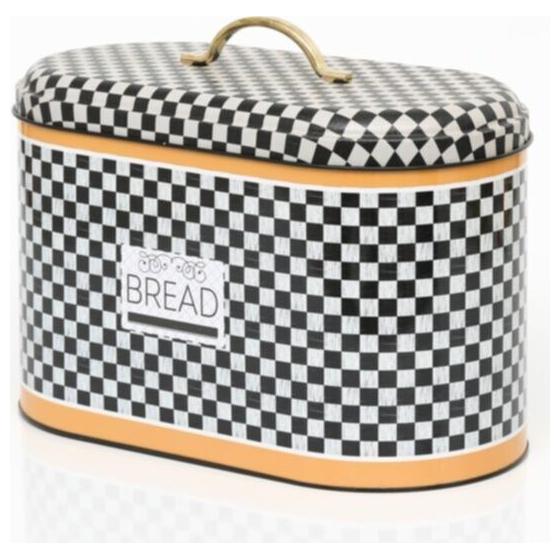178 x 338 x 200 mm Metal Bread Box Metal Handle 9.8L Checkerboard — Bread Boxes — view 3 of 4 — Tinbox