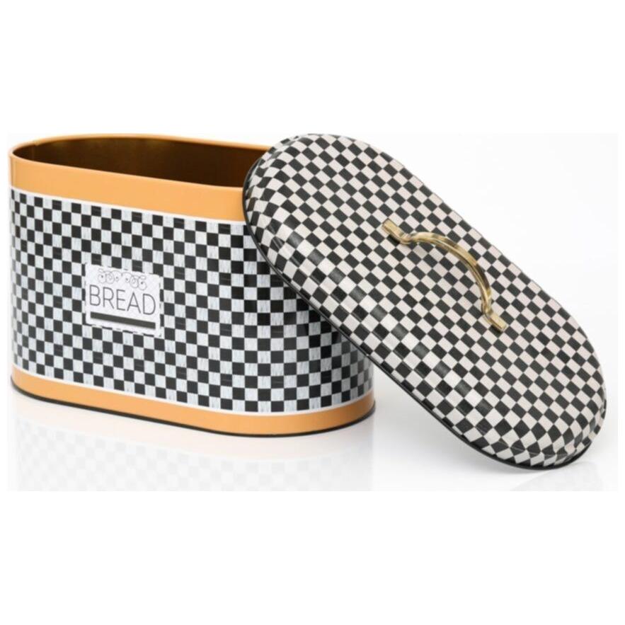 178 x 338 x 200 mm Metal Bread Box Metal Handle 9.8L Checkerboard — Bread Boxes — view 4 of 4 — Tinbox
