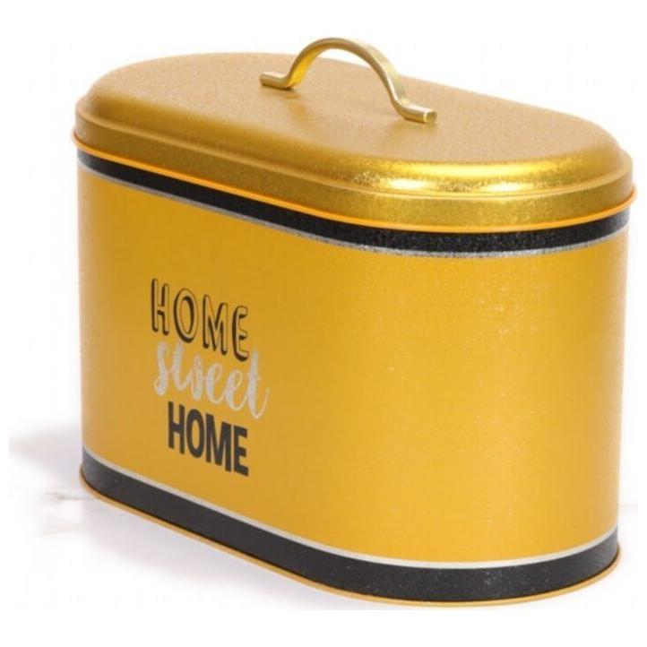 178 x 338 x 200 mm Metal Ekmek Kutusu Metal Saplı 9.8L Altın Evim Güzel Evim — Ekmeklik — görsel 3 / 4 — Tinbox