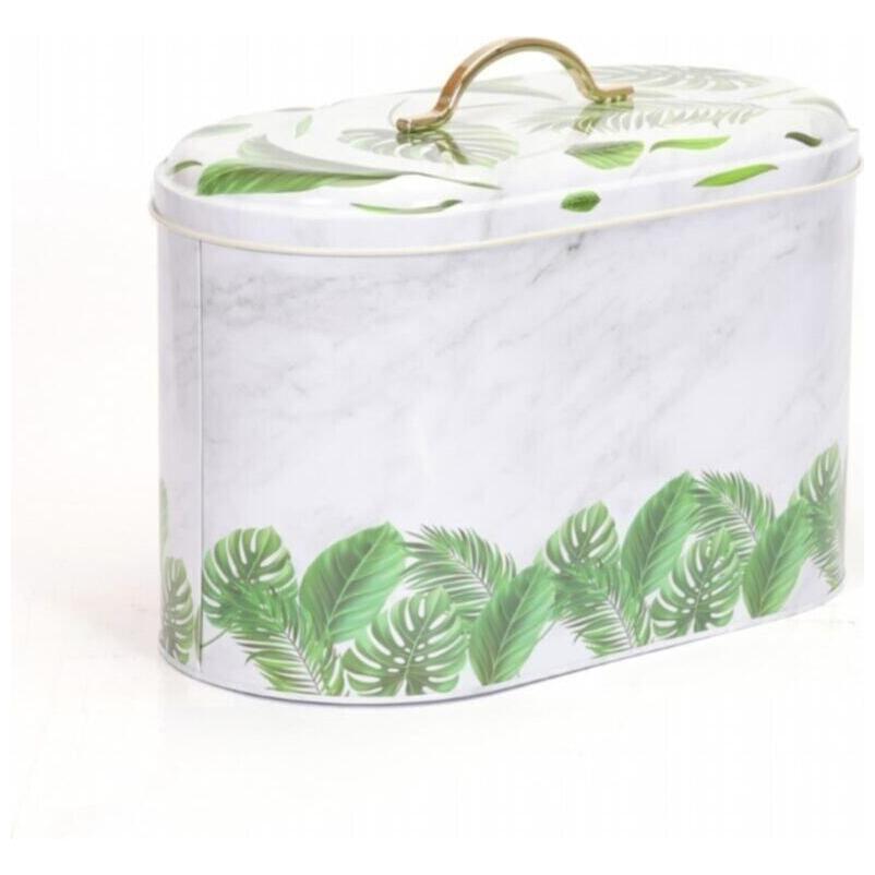 178 x 338 x 200 mm Metal Ekmek Kutusu, Metal Sap, 9.8L, Yaprak Desenli — Ekmeklik — görsel 2 / 5 — Tinbox